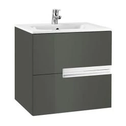 Roca Victoria-N 600m 2-Drawer Wall Hung Vanity Unit - Gloss Anthracite Grey
