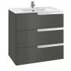 Roca Victoria-N 600m 3-Drawer Wall Hung Vanity Unit - Gloss Anthracite Grey -Wall Hung Vanity Units Shop 855839153 P