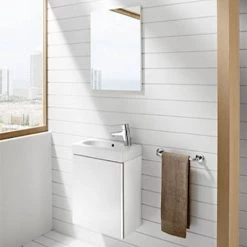 Roca Mini 450m Wall Hung Vanity Unit & Mirror Pack - Gloss White -Wall Hung Vanity Units Shop 855865806 D1 460