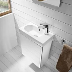 Roca Mini 450m Wall Hung Vanity Unit & Mirror Pack - Gloss White -Wall Hung Vanity Units Shop 855865806 D2 460