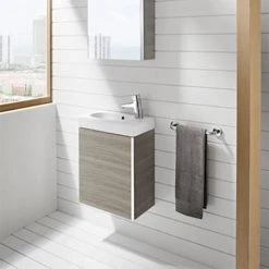Roca Mini 450m Wall Hung Vanity Unit - Textured Grey 8 Roca Mini 450m Wall Hung Vanity Unit - Textured Grey -Wall Hung Vanity Units Shop 855873156 D1 460