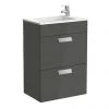 Roca Debba 500m 2-Drawer Wall Hung Vanity Unit - Gloss Anthracite Grey 1 Roca Debba 500m 2-Drawer Wall Hung Vanity Unit - Gloss Anthracite Grey -Wall Hung Vanity Units Shop 855904153 P