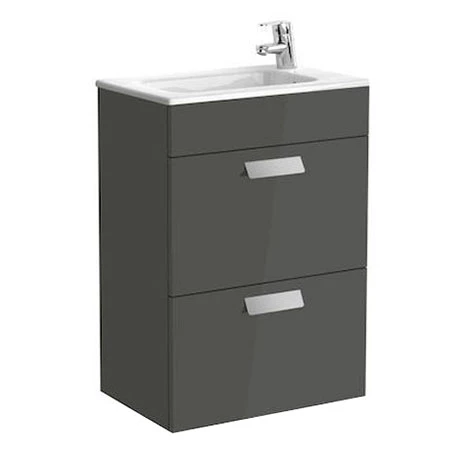 Roca Debba 500m 2-Drawer Wall Hung Vanity Unit - Gloss Anthracite Grey 3 Roca Debba 500m 2-Drawer Wall Hung Vanity Unit - Gloss Anthracite Grey