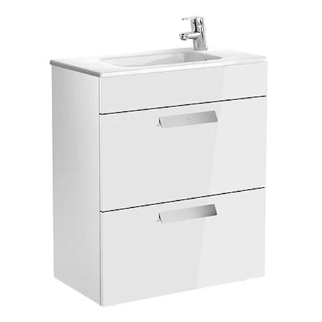 Roca Debba 600m 2-Drawer Wall Hung Vanity Unit - Gloss White 3 Roca Debba 600m 2-Drawer Wall Hung Vanity Unit - Gloss White