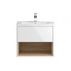 Hudson Reed Coast 600mm Wall Mounted Vanity Unit with Open Shelf & Basin - Gloss White/Coco Bolo 2 Hudson Reed Coast 600mm Wall Mounted Vanity Unit with Open Shelf & Basin - Gloss White/Coco Bolo -Wall Hung Vanity Units Shop A BM COWCB 6WMV P