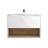 Hudson Reed 800mm Wall Mounted Vanity Unit with Open Shelf & Basin - Gloss White/Coco Bolo 1 Hudson Reed 800mm Wall Mounted Vanity Unit with Open Shelf & Basin - Gloss White/Coco Bolo -Wall Hung Vanity Units Shop A BM COWCB 8WMV P
