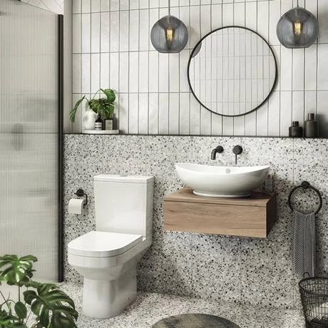 Arezzo Wall Hung Countertop Basin Shelf with Drawer - Rustic Oak - 600 x 450mm 5 Arezzo Wall Hung Countertop Basin Shelf with Drawer - Rustic Oak - 600 x 450mm - Image 3