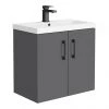 Apollo2 605mm Gloss Grey Wall Hung Vanity Unit w. Matt Black Handles 2 Apollo2 605mm Gloss Grey Wall Hung Vanity Unit w. Matt Black Handles -Wall Hung Vanity Units Shop AP2GWH6MB p