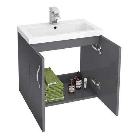 Apollo2 605mm Gloss Grey Wall Hung Vanity Unit 5 Apollo2 605mm Gloss Grey Wall Hung Vanity Unit - Image 3
