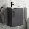 Apollo2 405mm Gloss Grey Compact Wall Hung Vanity Unit w. Matt Black Handle 1 Apollo2 405mm Gloss Grey Compact Wall Hung Vanity Unit w. Matt Black Handle -Wall Hung Vanity Units Shop APC2GWH4MB p