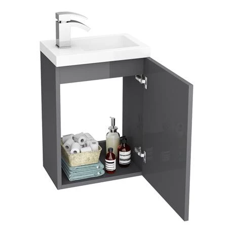 Apollo2 405mm Gloss Grey Compact Wall Hung Vanity Unit 5 Apollo2 405mm Gloss Grey Compact Wall Hung Vanity Unit - Image 3