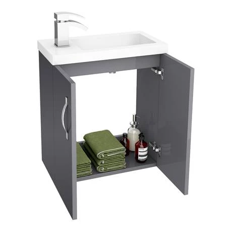 Apollo2 505mm Gloss Grey Compact Wall Hung Vanity Unit 5 Apollo2 505mm Gloss Grey Compact Wall Hung Vanity Unit - Image 3