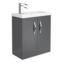 Apollo2 505mm Gloss Grey Compact Wall Hung Vanity Unit