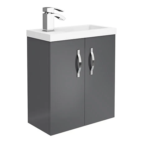 Apollo2 505mm Gloss Grey Compact Wall Hung Vanity Unit 3 Apollo2 505mm Gloss Grey Compact Wall Hung Vanity Unit