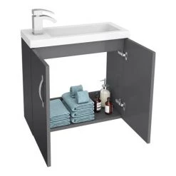Apollo2 605mm Gloss Grey Compact Wall Hung Vanity Unit 7 Apollo2 605mm Gloss Grey Compact Wall Hung Vanity Unit -Wall Hung Vanity Units Shop APC2GWH6 d1 460