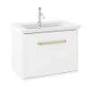 Crosswater Arena 600 Wall Hung Vanity Unit with Brushed Brass Handle - Pure White Gloss -Wall Hung Vanity Units Shop AR60WHI BR P1