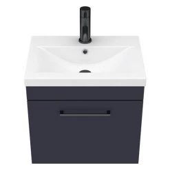 Arezzo 500 Matt Blue Wall Hung 1-Drawer Vanity Unit with Matt Black Handle 13 Arezzo 500 Matt Blue Wall Hung 1-Drawer Vanity Unit with Matt Black Handle -Wall Hung Vanity Units Shop AZB5WHVBK D5 460