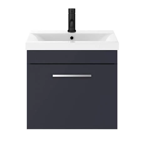 Arezzo 500 Matt Blue Wall Hung 1-Drawer Vanity Unit with Chrome Handle 6 Arezzo 500 Matt Blue Wall Hung 1-Drawer Vanity Unit with Chrome Handle - Image 4