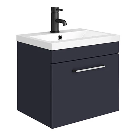Arezzo 500 Matt Blue Wall Hung 1-Drawer Vanity Unit with Chrome Handle 3 Arezzo 500 Matt Blue Wall Hung 1-Drawer Vanity Unit with Chrome Handle