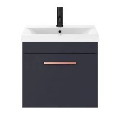 Arezzo 500 Matt Blue Wall Hung 1-Drawer Vanity Unit with Rose Gold Handle 10 Arezzo 500 Matt Blue Wall Hung 1-Drawer Vanity Unit with Rose Gold Handle -Wall Hung Vanity Units Shop AZB5WHVRG d3 460