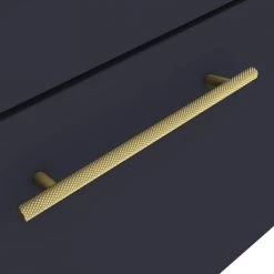 Arezzo Wall Hung Vanity Unit - Matt Blue - 600mm with Industrial Style Brushed Brass Handle -Wall Hung Vanity Units Shop AZB6WHVBBIS d2 460