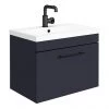 Arezzo Wall Hung Vanity Unit - Matt Blue - 600mm with Industrial Style Black Handle 2 Arezzo Wall Hung Vanity Unit - Matt Blue - 600mm with Industrial Style Black Handle -Wall Hung Vanity Units Shop AZB6WHVBKIS p