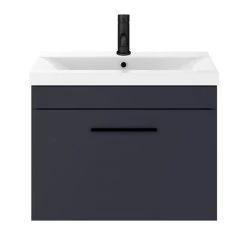 Arezzo 600 Matt Blue Wall Hung 1-Drawer Vanity Unit with Matt Black Handle 11 Arezzo 600 Matt Blue Wall Hung 1-Drawer Vanity Unit with Matt Black Handle -Wall Hung Vanity Units Shop AZB6WHVBK d6 460