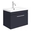 Arezzo Wall Hung Vanity Unit - Matt Blue - 600mm with Industrial Style Chrome Handle 1 Arezzo Wall Hung Vanity Unit - Matt Blue - 600mm with Industrial Style Chrome Handle -Wall Hung Vanity Units Shop AZB6WHVCHIS p
