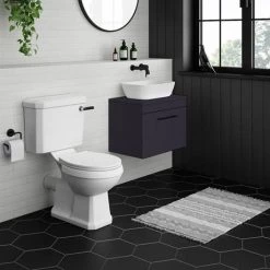 Arezzo Wall Hung Countertop Vanity Unit - Matt Blue - 600mm with Industrial Style Black Handle 7 Arezzo Wall Hung Countertop Vanity Unit - Matt Blue - 600mm with Industrial Style Black Handle -Wall Hung Vanity Units Shop AZB6WHWBKIS d2 460