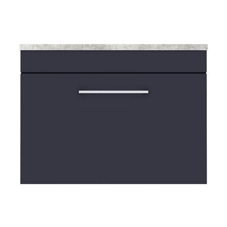 Arezzo Wall Hung Countertop Vanity Unit - Matt Blue - 600mm with Grey Worktop & Chrome Handle 7 Arezzo Wall Hung Countertop Vanity Unit - Matt Blue - 600mm with Grey Worktop & Chrome Handle - Image 5
