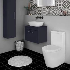 Arezzo Wall Hung Countertop Vanity Unit - Matt Blue - 600mm with Chrome Handle 9 Arezzo Wall Hung Countertop Vanity Unit - Matt Blue - 600mm with Chrome Handle -Wall Hung Vanity Units Shop AZB6WHWCH d3 460