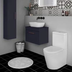 Arezzo Wall Hung Countertop Vanity Unit - Matt Blue - 600mm with Rose Gold Handle -Wall Hung Vanity Units Shop AZB6WHWRG d3 460