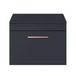 Arezzo Wall Hung Countertop Vanity Unit - Matt Blue - 600mm with Rose Gold Handle -Wall Hung Vanity Units Shop AZB6WHWRG nd2 460