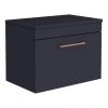 Arezzo Wall Hung Countertop Vanity Unit - Matt Blue - 600mm with Rose Gold Handle -Wall Hung Vanity Units Shop AZB6WHWRG np