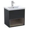 Arezzo Senza 500mm Matt Black / Vicenza Oak Wall Hung Vanity Unit with Open Shelf + Ceramic Basin 2 Arezzo Senza 500mm Matt Black / Vicenza Oak Wall Hung Vanity Unit with Open Shelf + Ceramic Basin -Wall Hung Vanity Units Shop AZBLAVO5 P