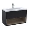 Arezzo Senza 800mm Matt Black / Vicenza Oak Wall Hung Vanity Unit with Open Shelf + Ceramic Basin 2 Arezzo Senza 800mm Matt Black / Vicenza Oak Wall Hung Vanity Unit with Open Shelf + Ceramic Basin -Wall Hung Vanity Units Shop AZBLAVO8 P