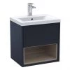 Arezzo Senza 500mm Matt Blue / Vicenza Oak Wall Hung Vanity Unit with Open Shelf + Ceramic Basin -Wall Hung Vanity Units Shop AZBLUVO5 P