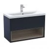 Arezzo Senza 800mm Matt Blue / Vicenza Oak Wall Hung Vanity Unit with Open Shelf + Ceramic Basin -Wall Hung Vanity Units Shop AZBLUVO8 P