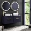 Arezzo Matt Blue Wall Hung Double Countertop Vanity Unit incl. 2 Basins (1200mm w. Brushed Brass Handles) 2 Arezzo Matt Blue Wall Hung Double Countertop Vanity Unit incl. 2 Basins (1200mm w. Brushed Brass Handles) -Wall Hung Vanity Units Shop AZBWHBB12RB prodv2