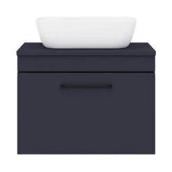 Arezzo Wall Hung Countertop Basin Unit - Blue with Black Handle - 600mm inc. Basin -Wall Hung Vanity Units Shop AZBWHMB465 d4 460