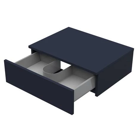 Arezzo Wall Hung Countertop Basin Shelf with Drawer - Matt Blue - 600 x 450mm 4 Arezzo Wall Hung Countertop Basin Shelf with Drawer - Matt Blue - 600 x 450mm - Image 2