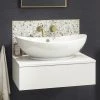 Arezzo Floating Basin Shelf with Drawer - Matt White - 600mm inc. Oval Basin -Wall Hung Vanity Units Shop AZCTWHT6B3 n p