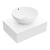 Arezzo Floating Basin Shelf with Drawer - Matt White - 600mm inc. Round Basin -Wall Hung Vanity Units Shop AZCTWHT6B4 p