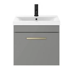 Arezzo 500 Matt Grey Wall Hung 1-Drawer Vanity Unit with Brushed Brass Handle 10 Arezzo 500 Matt Grey Wall Hung 1-Drawer Vanity Unit with Brushed Brass Handle -Wall Hung Vanity Units Shop AZG5WHVBB d3 460