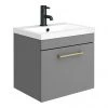 Arezzo 500 Matt Grey Wall Hung 1-Drawer Vanity Unit with Brushed Brass Handle 2 Arezzo 500 Matt Grey Wall Hung 1-Drawer Vanity Unit with Brushed Brass Handle -Wall Hung Vanity Units Shop AZG5WHVBB np