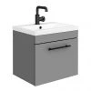 Arezzo Wall Hung Vanity Unit - Matt Grey - 500mm with Industrial Style Black Handle 1 Arezzo Wall Hung Vanity Unit - Matt Grey - 500mm with Industrial Style Black Handle -Wall Hung Vanity Units Shop AZG5WHVBKIS p