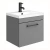 Arezzo 500 Matt Grey Wall Hung 1-Drawer Vanity Unit with Matt Black Handle 2 Arezzo 500 Matt Grey Wall Hung 1-Drawer Vanity Unit with Matt Black Handle -Wall Hung Vanity Units Shop AZG5WHVBK np1