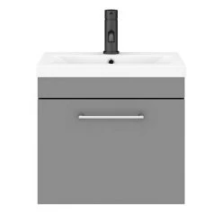 Arezzo 500 Matt Grey Wall Hung 1-Drawer Vanity Unit with Chrome Handle -Wall Hung Vanity Units Shop AZG5WHVCH d5 460