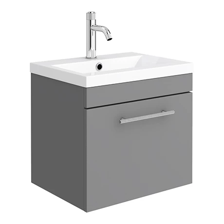 Arezzo Industrial Style 500 Matt Grey Wall Hung Vanity Unit with Chrome Handle 3 Arezzo Industrial Style 500 Matt Grey Wall Hung Vanity Unit with Chrome Handle