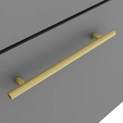 Arezzo Wall Hung Vanity Unit - Matt Grey - 600mm with Industrial Style Brushed Brass Handle -Wall Hung Vanity Units Shop AZG6WHVBBIS d2 460